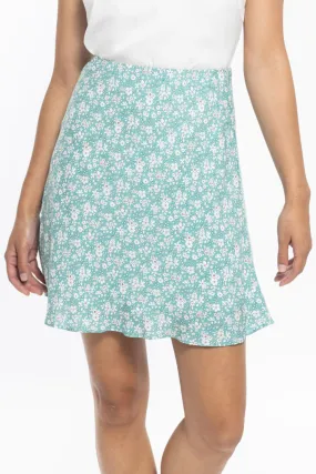 Loyal Sage Floral Mini Bias Cut Skirt