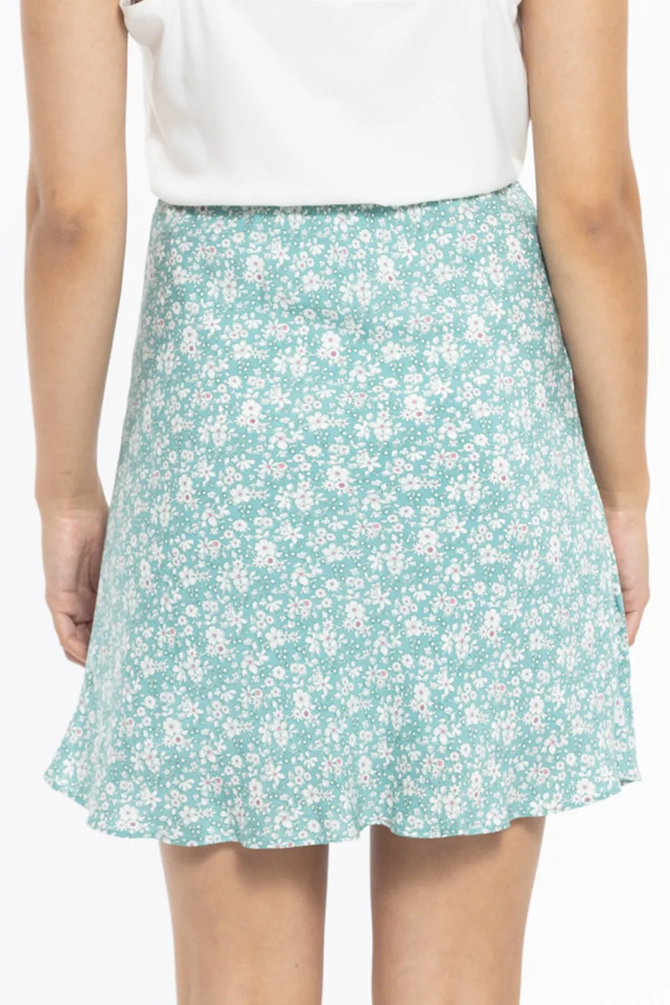 Loyal Sage Floral Mini Bias Cut Skirt