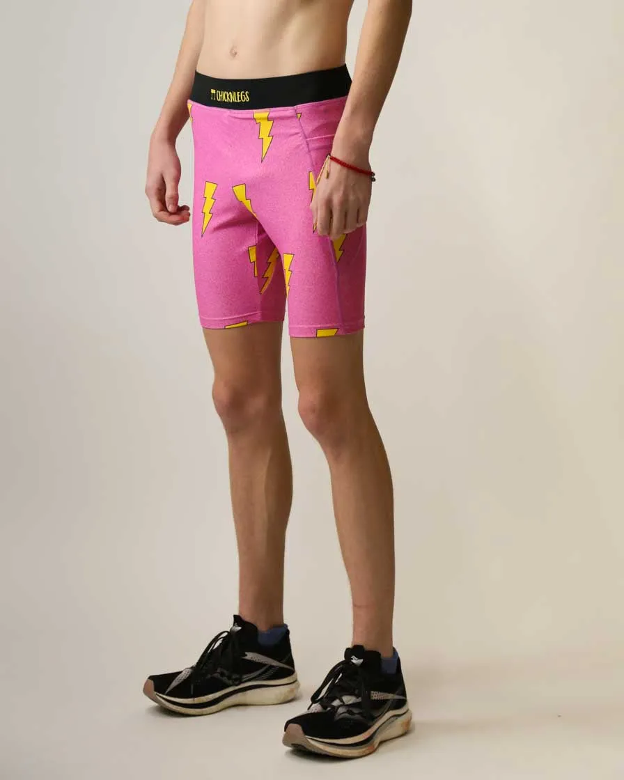 Men's Pink Bolts 8" Half Tights