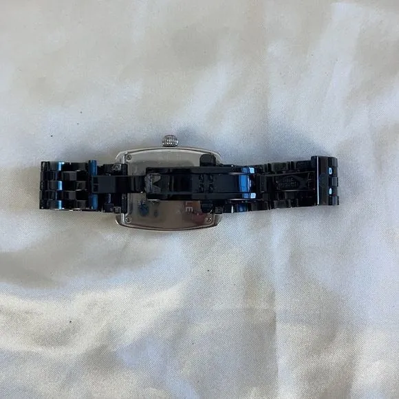 Michele silverrectangle ceramic watch with links