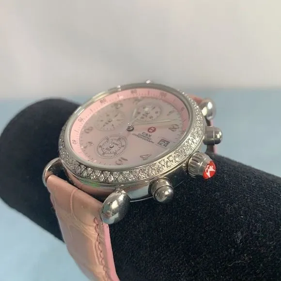 MicheleCSXmother of pearl face pink watch