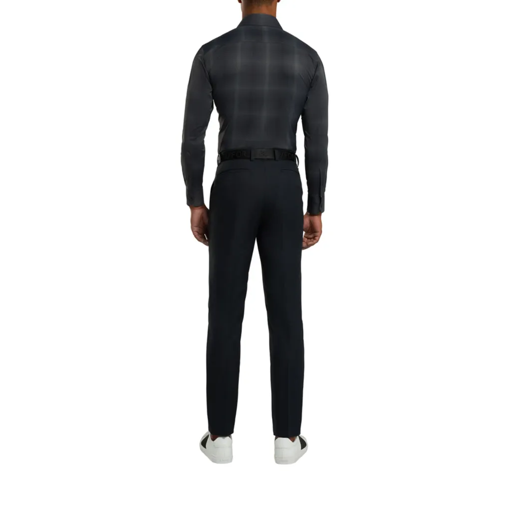 Modern Plaid Woven Technical Stretch Nylon Onyx/Charcoal