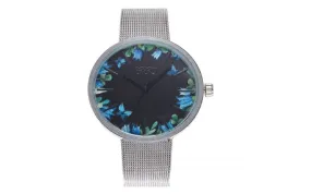 New Fashionable Cute Print Flowers Casual Mesh Ladies Wrist Watch