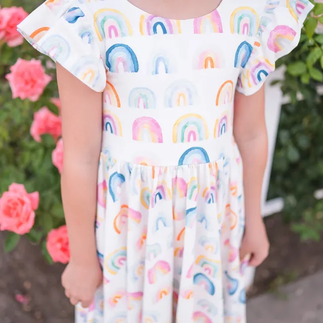 ollie jay olivia dress - water colour rainbow