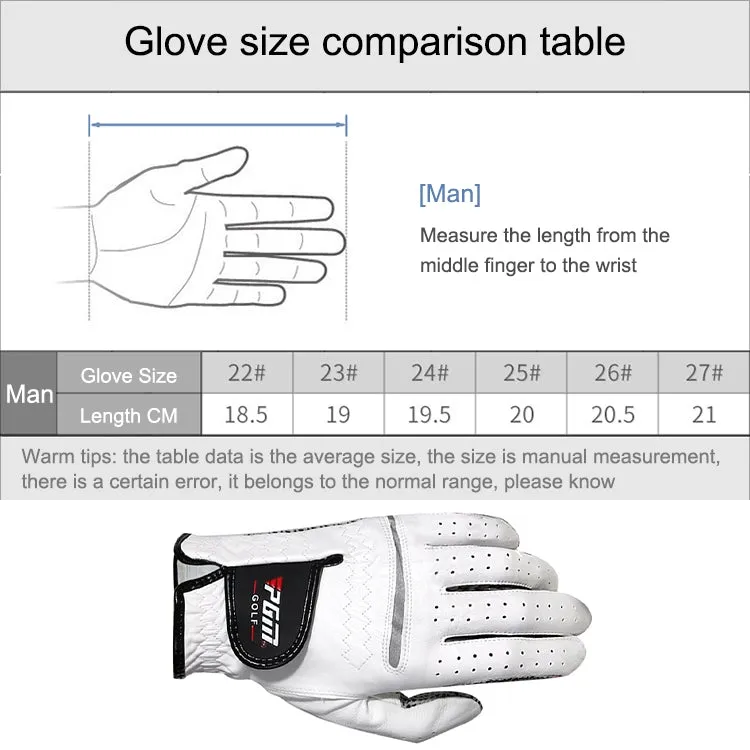 PGM Golf Sheepskin Anti-Slip Single Gloves for Men(Size: 25-Left Hand)