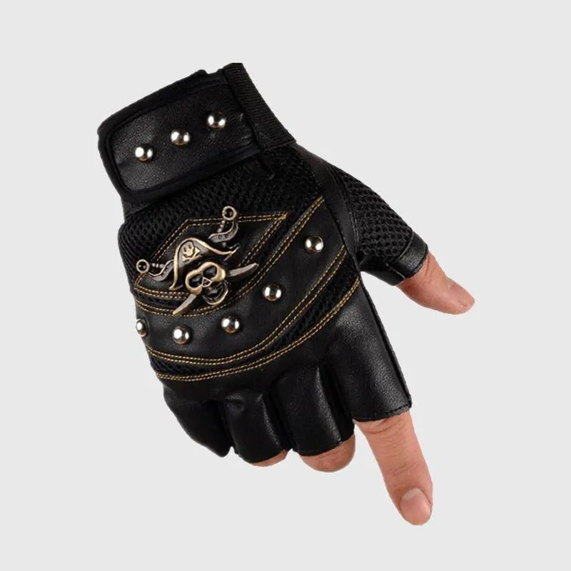 Pirate Skull Leather Gloves