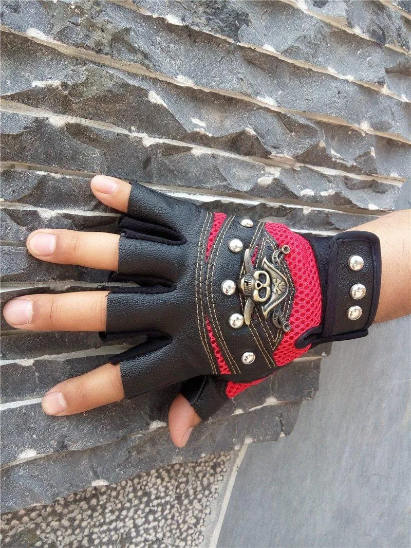 Pirate Skull Leather Gloves