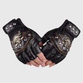 Pirate Skull Leather Gloves