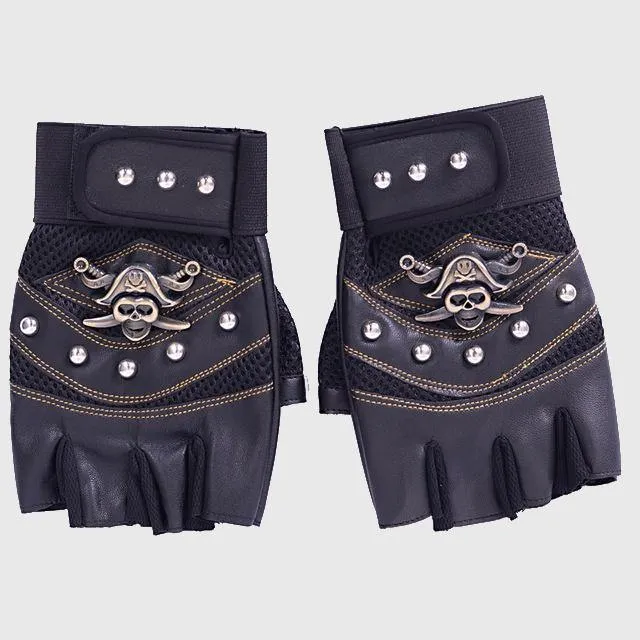 Pirate Skull Leather Gloves