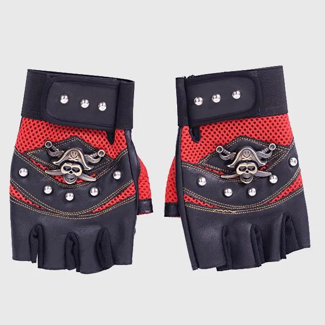 Pirate Skull Leather Gloves