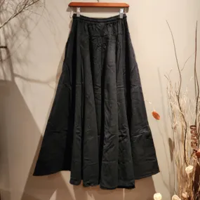 Plain Black 8 Panel Long Skirts