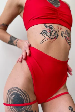 Pole Addict Bliss Adjustable Garter Shorts - Red