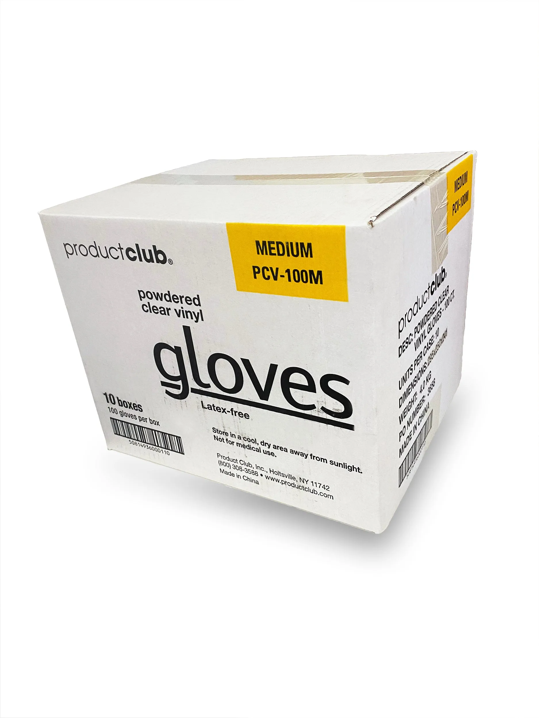 Product Club Gloves Vinyl Powdered Clear Medium 10 Boxes