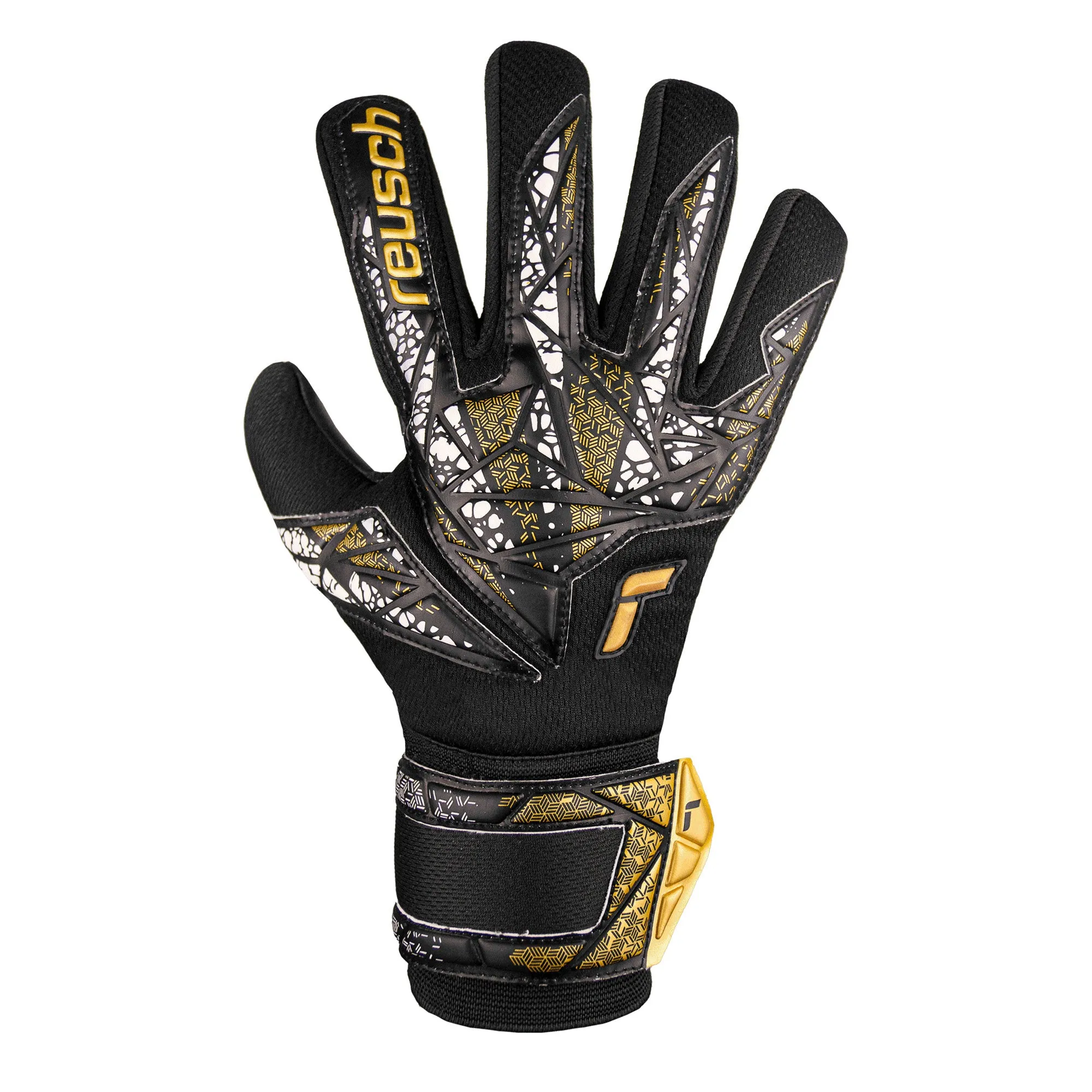 Reusch Kids Attrakt Silver NC Fingersave Goalkeeper Gloves Black/Gold/White