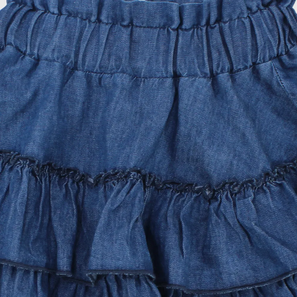 Ruffled Jean Skirt