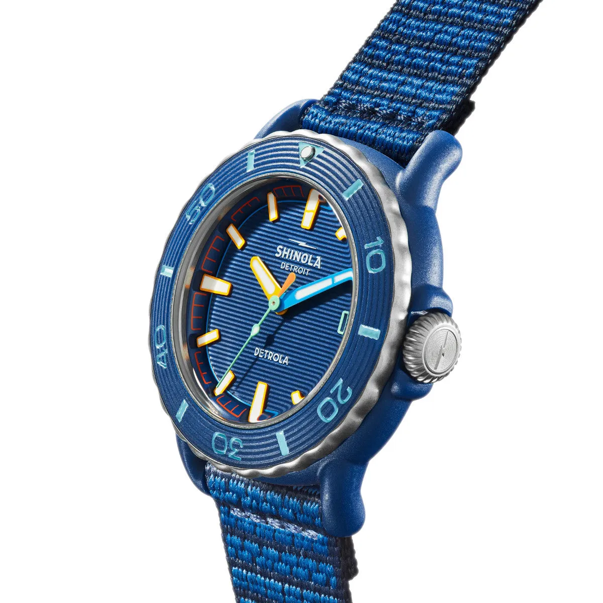 Shinola The Sea Creatures 40MM Detrola Sea Blue Dial and Strap Watch