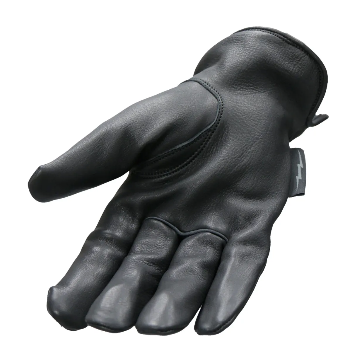 Soft Deerskin Black Leather Cruiser Gloves with Red Check Flannel Lining