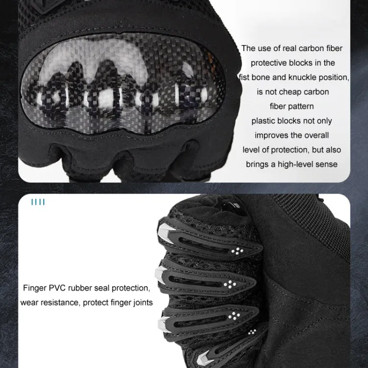 SOMAN Motorcycle Riding Anti-fall Breathable Anti-slip Carbon Fiber Gloves, Size: M(Black)