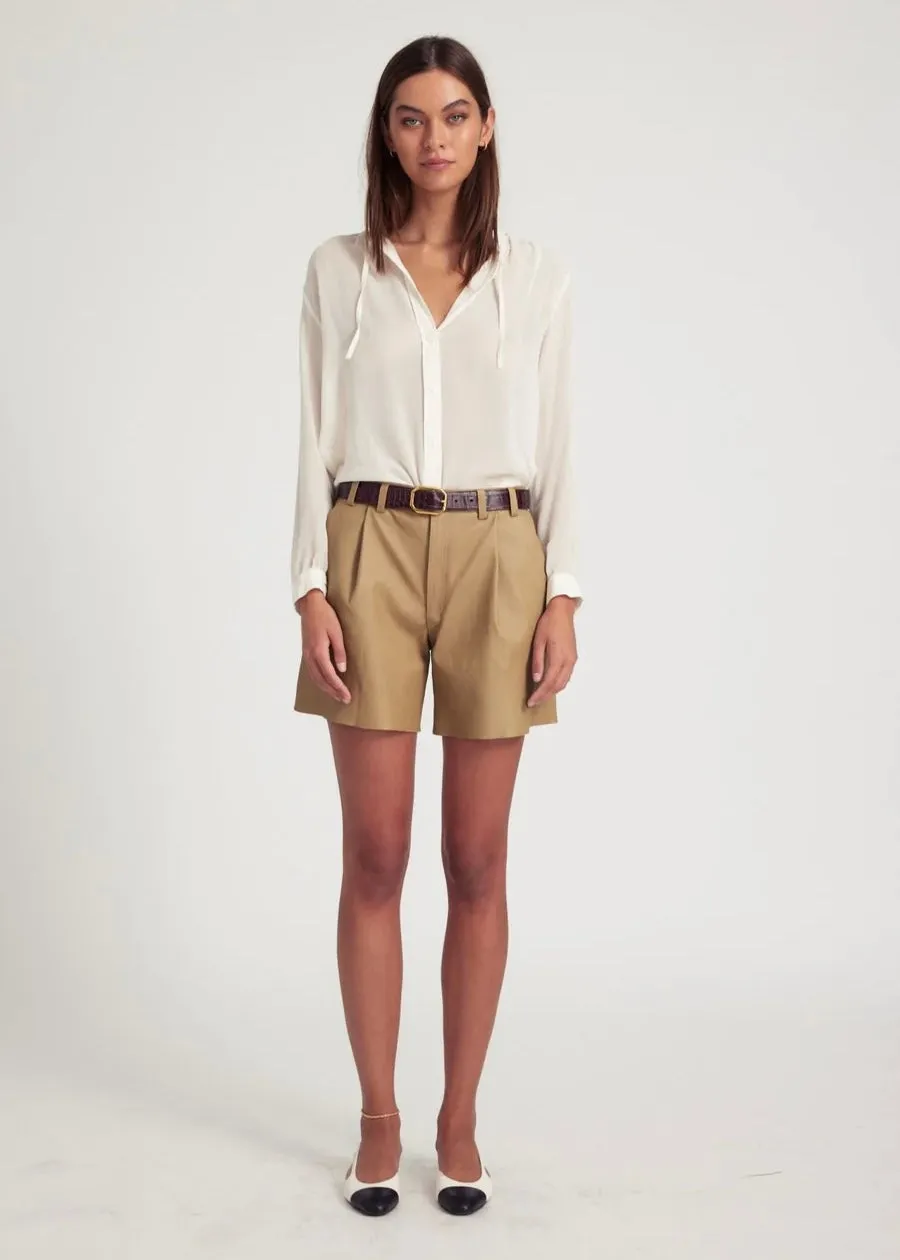 SPRWMN Deep Pleat Trouser Short Khaki