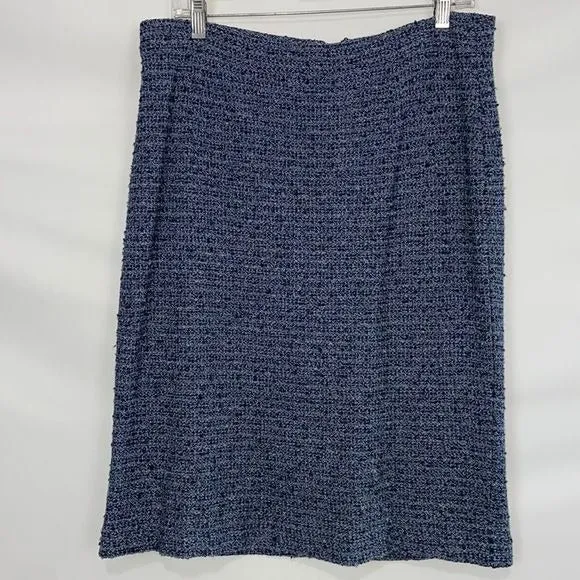 St JohnBlue Tweed w Zip Back Pockets Skirt