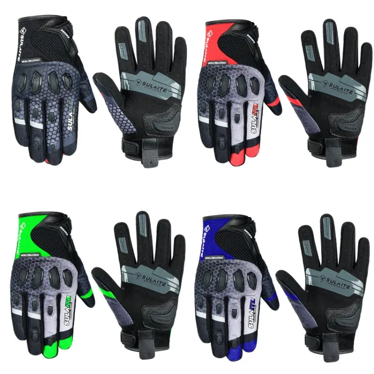 SULAITE Motorcycle Anti-fall Touch Screen Breathable Mesh Cycling Gloves, Size: XL(Black Red)