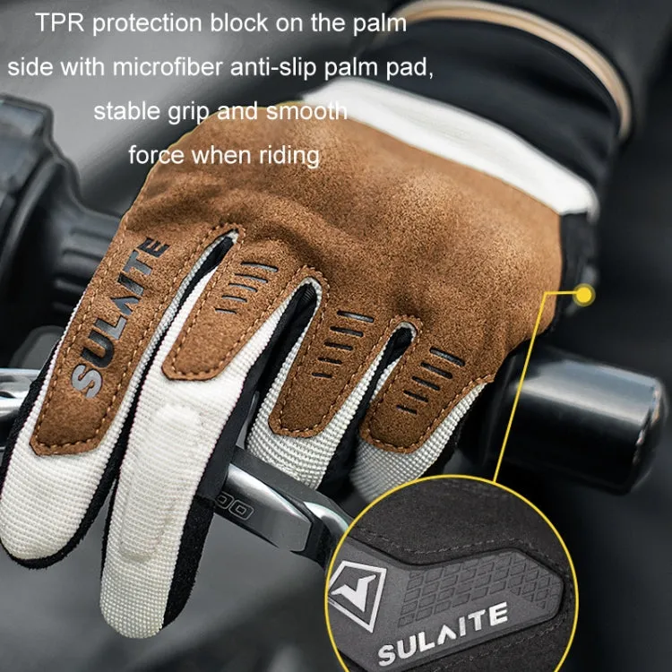 SULAITE Motorcycle Riding Breathable Conductive Touch Screen Full Finger Gloves, Size: L(Black)