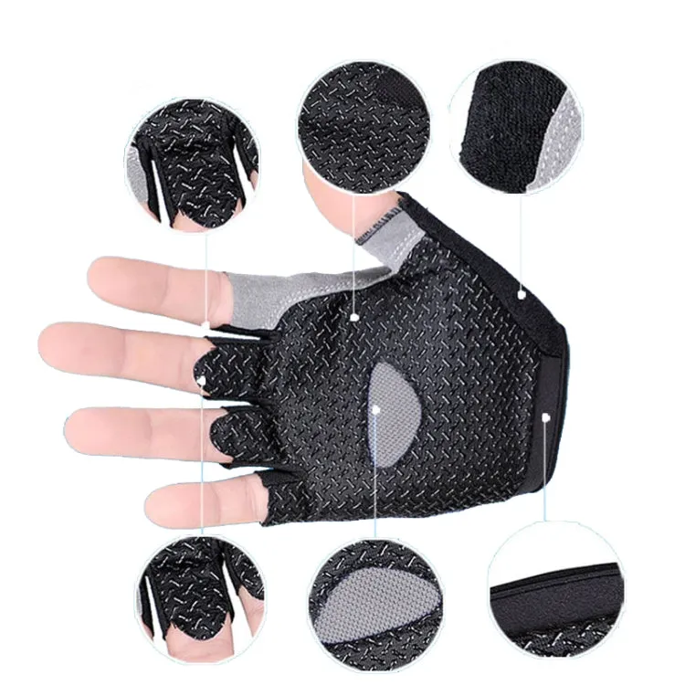 Summer Men Women Fitness Gloves Gym Weight Lifting Cycling Yoga Training Thin Breathable Antiskid Half Finger Gloves, Size:XL(Black)