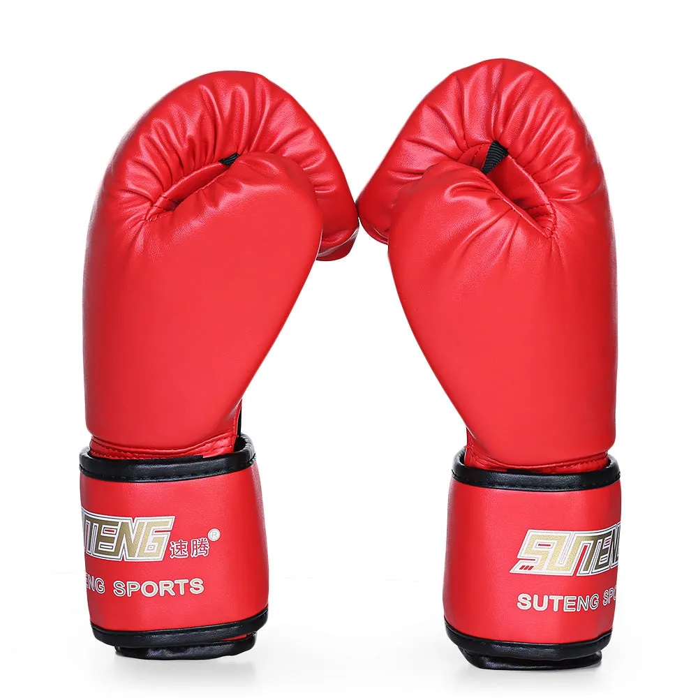 SUTENG 1 Pair PU Boxing Punching Bag Fighting Sanda Gloves with Wrist Wrap