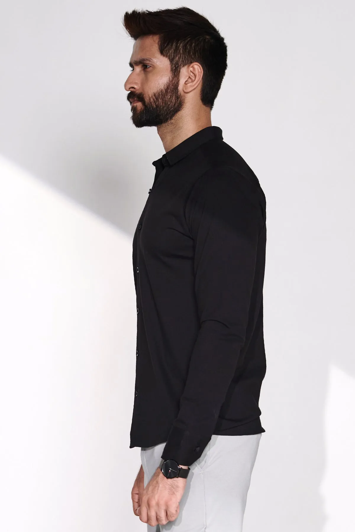 The Black Full Sleeve Knit Shirt