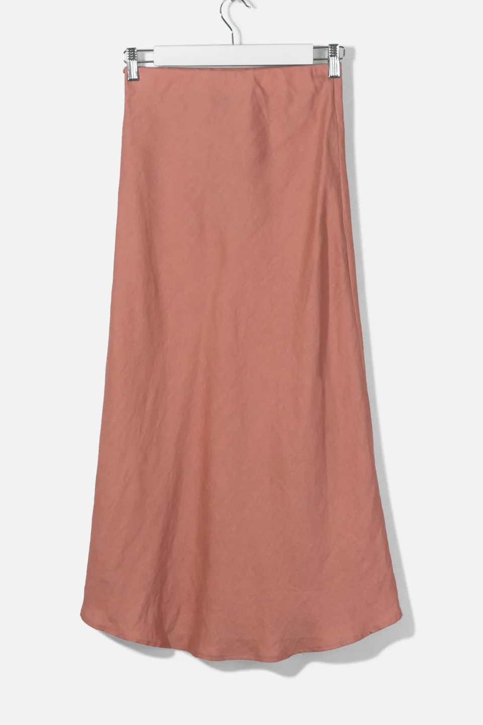 Utopia Bias Brick Linen Midi Skirt with Self Buttons