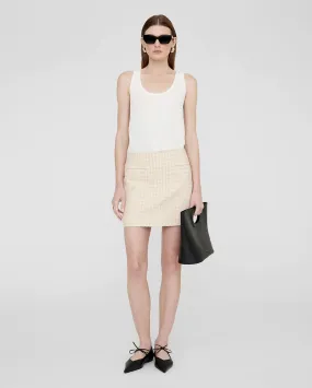 VANESSA SKIRT / CREAM AND PEACH HOUNDSTOOTH