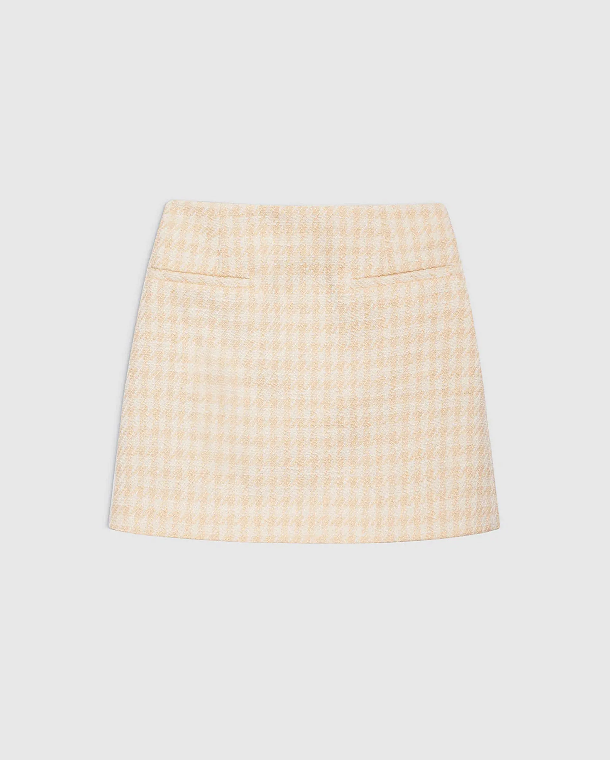 VANESSA SKIRT / CREAM AND PEACH HOUNDSTOOTH