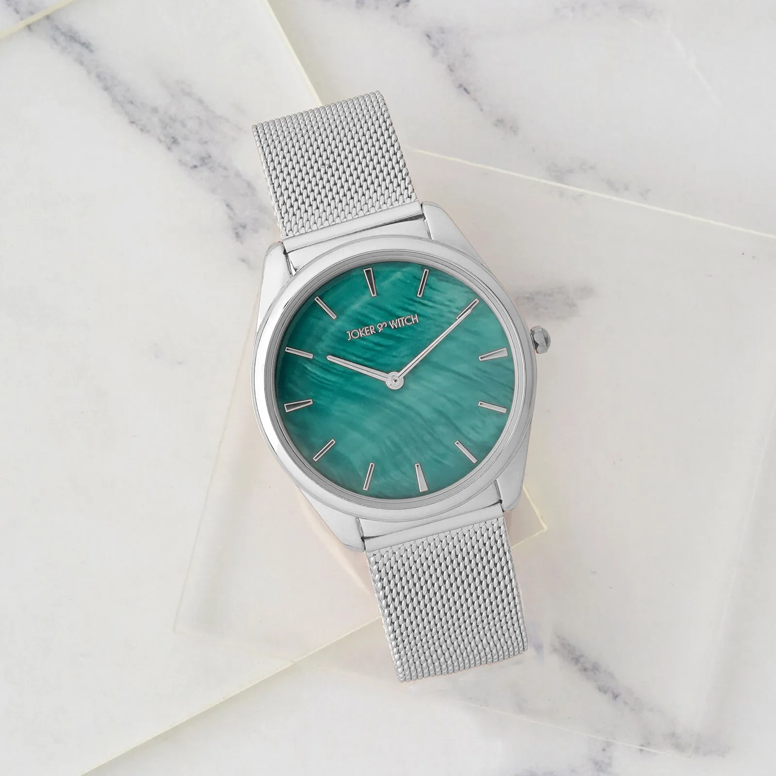 Venice Green Dial Silver Mesh Strap Watch