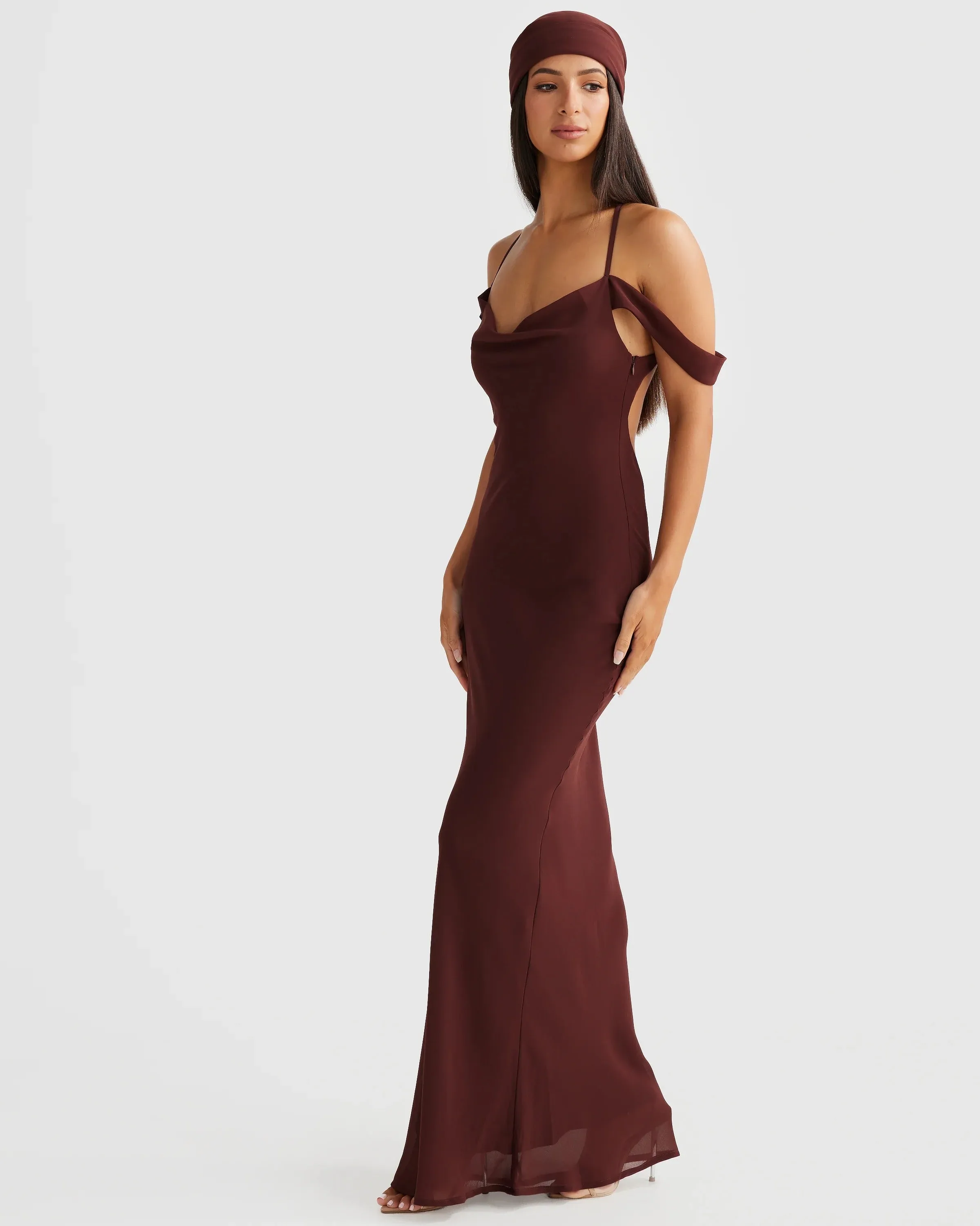 Vienna Bias Cut Gown - Brown