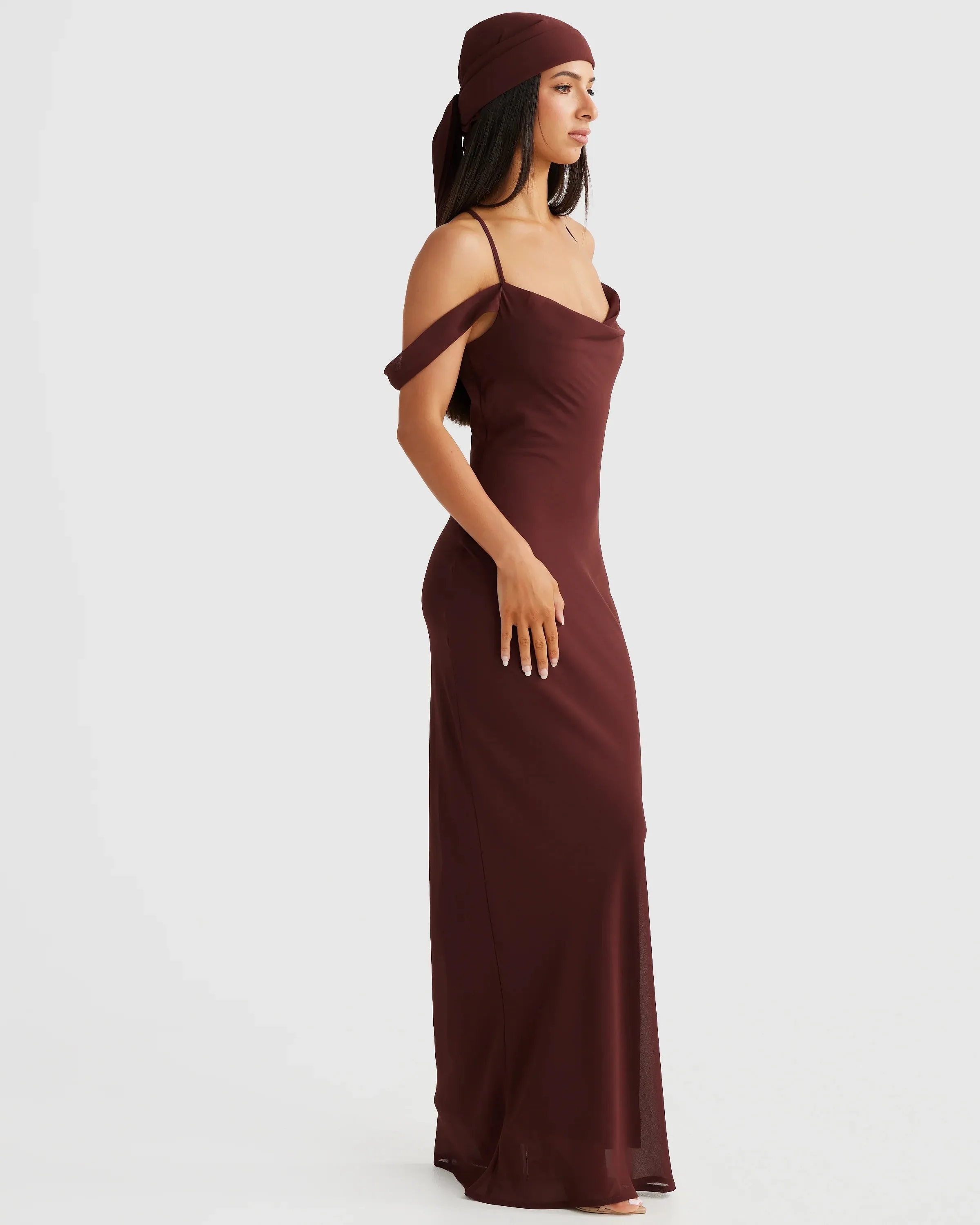 Vienna Bias Cut Gown - Brown