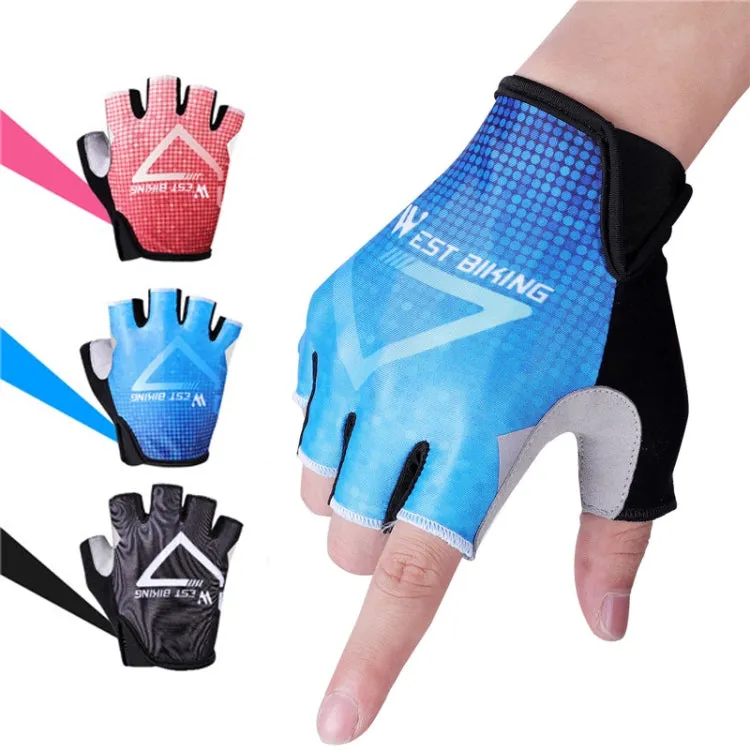 WEST BIKING YP0211215 Riding Gloves Summer Half Finger Breathable Outdoor Cycling Gloves, Size: L(Blue)