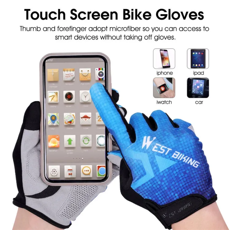 WEST BIKING YP0211216 Riding Gloves Bike Shock Absorption Touch Screen Full Finger Glove, Size: M(Red)