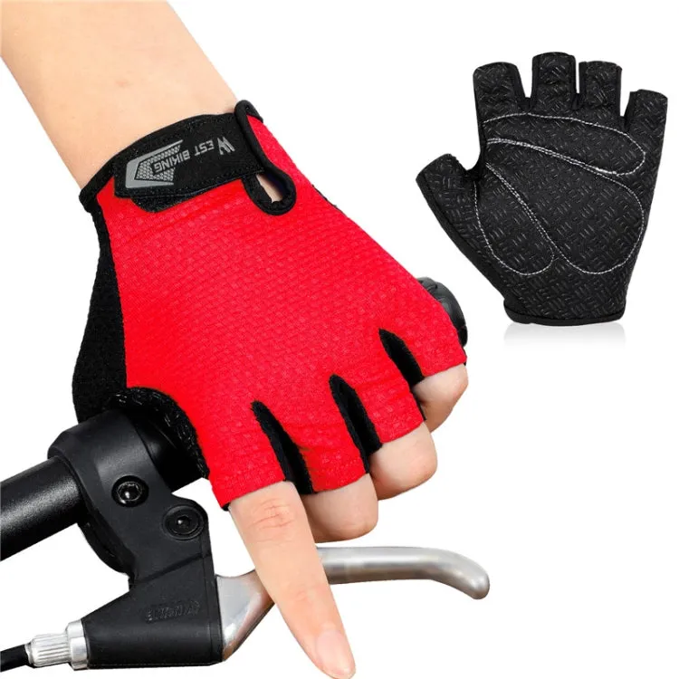 WEST BIKING YP0211218 Cycling Breathable Short Gloves Non-Slip Half Finger Gloves, Size: L(Red)