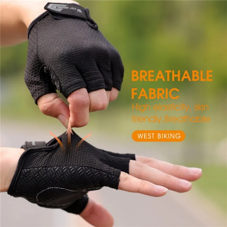 WEST BIKING YP0211218 Cycling Breathable Short Gloves Non-Slip Half Finger Gloves, Size: L(Red)