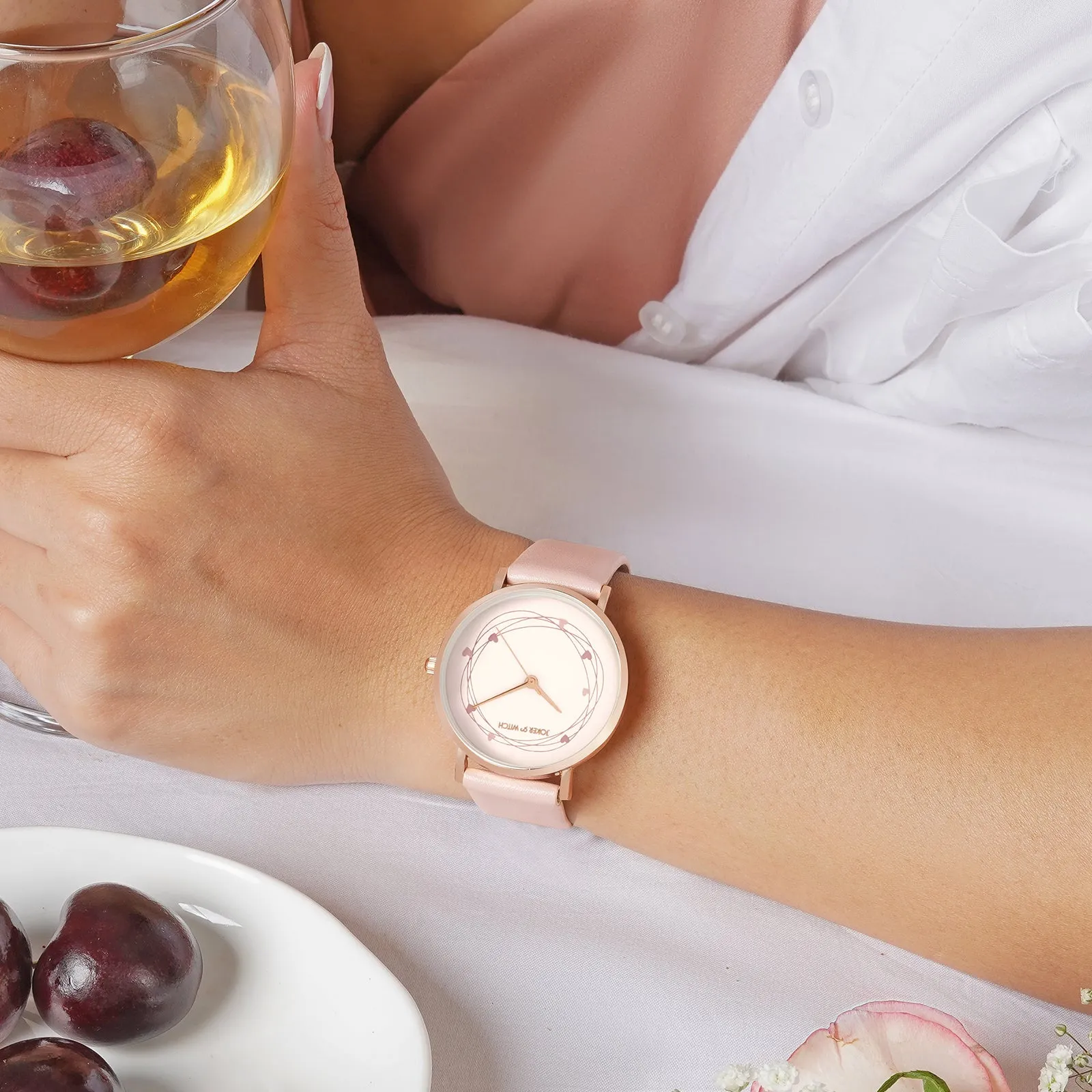 Whisper Pink PU Strap Watch