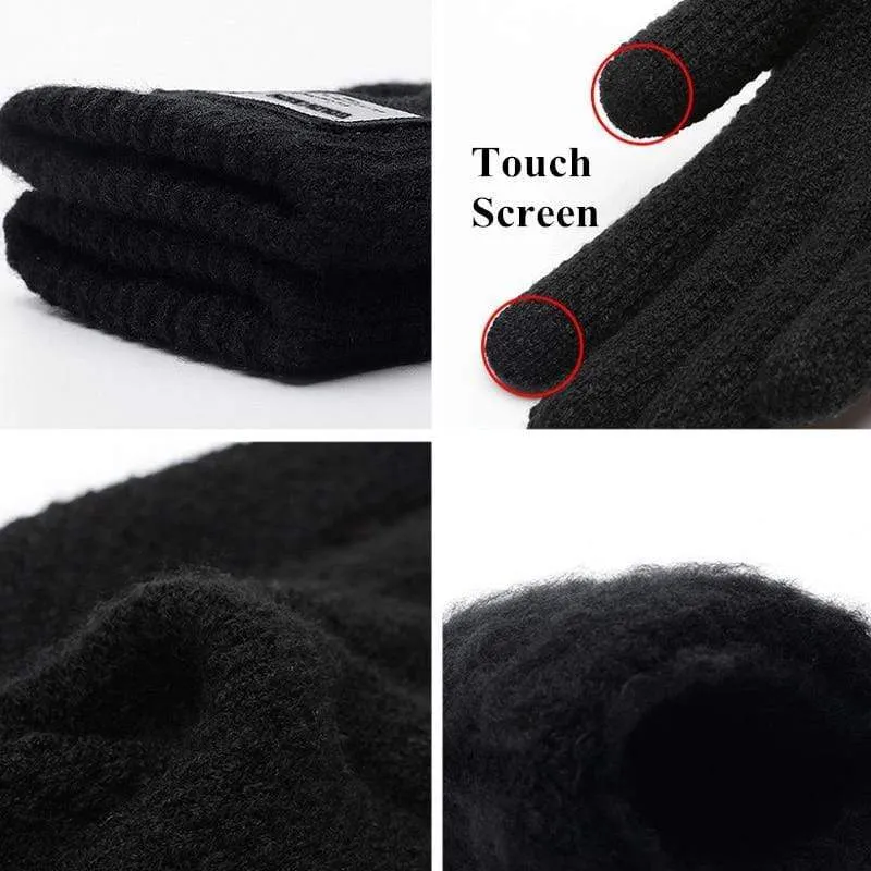 Winter Men Knitted Gloves Touch Screen High Quality Male Mitten Thicken Warm Wool Cashmere Solid Men Business Gloves Autumn