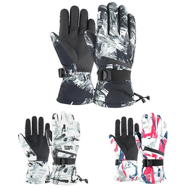 Winter Thermal Ski Gloves Outdoor Waterproof Velvet Gloves Thickening Touch Screen Motorcycle Gloves, Size: M(Red)