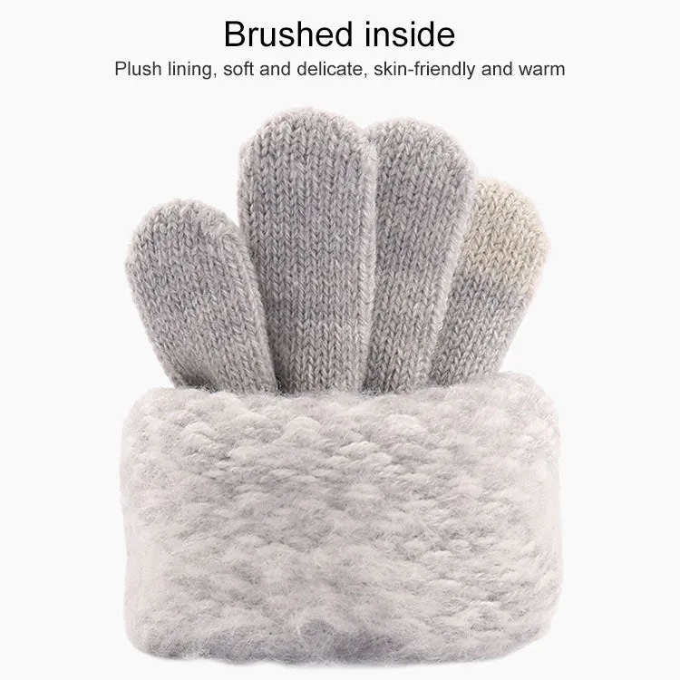 Winter Touch Screen Gloves Women Men Warm Stretch Knit Mittens Imitation Wool Thicken Full Finger Gloves(A-Black)