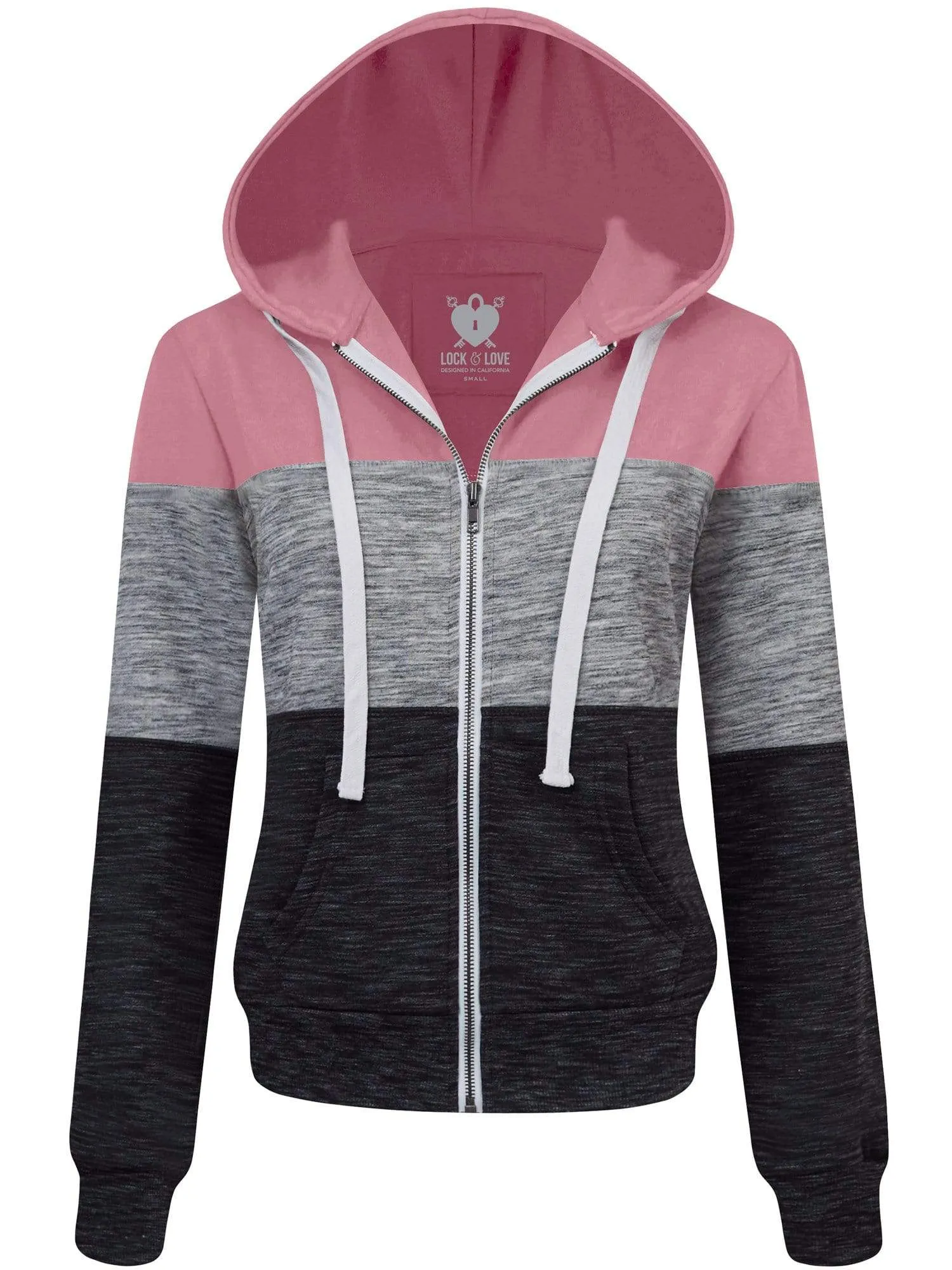 Women's Active Casual Zip-up Color Block Hoodie Sweatshirt