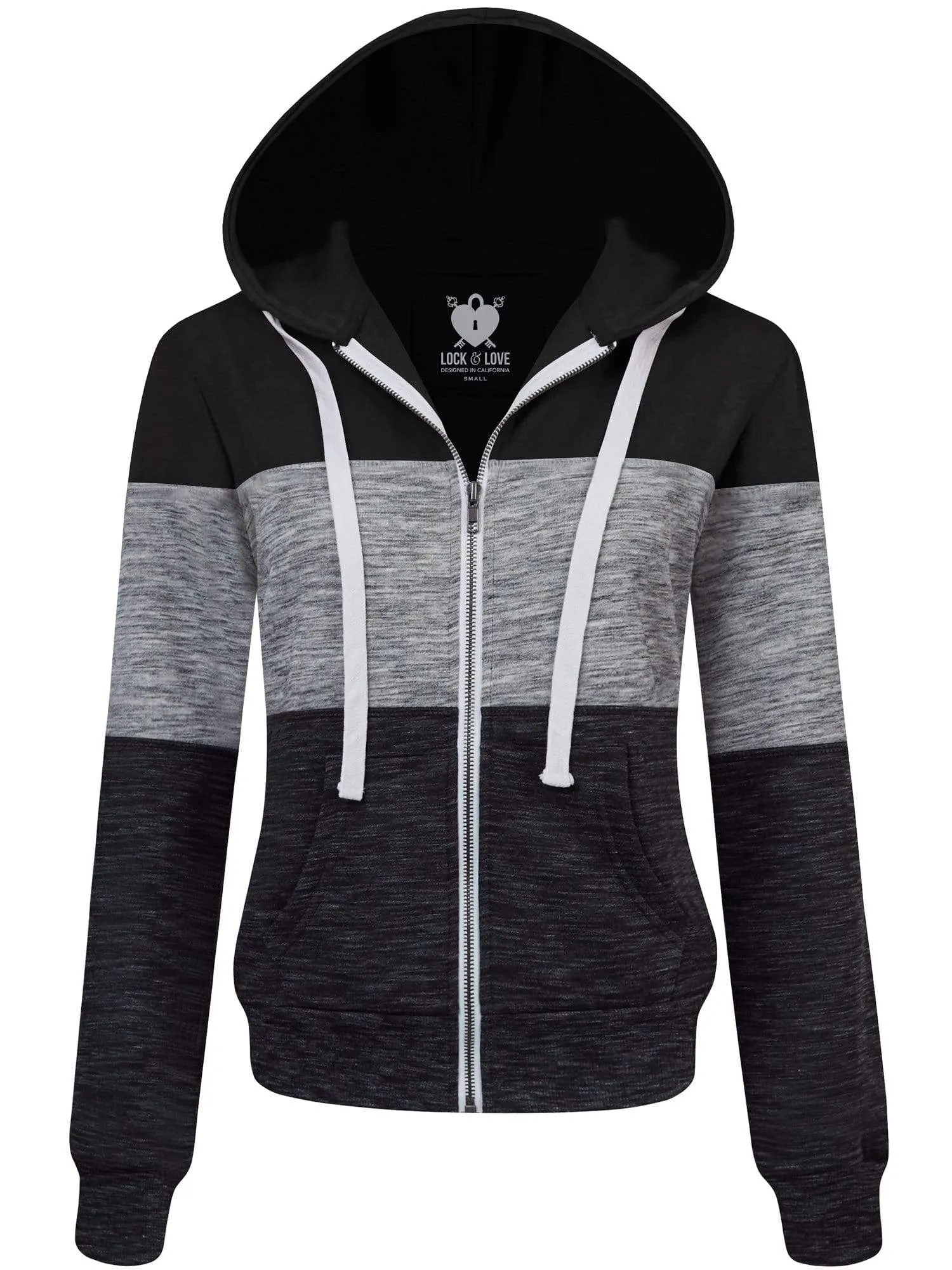 Women's Active Casual Zip-up Color Block Hoodie Sweatshirt