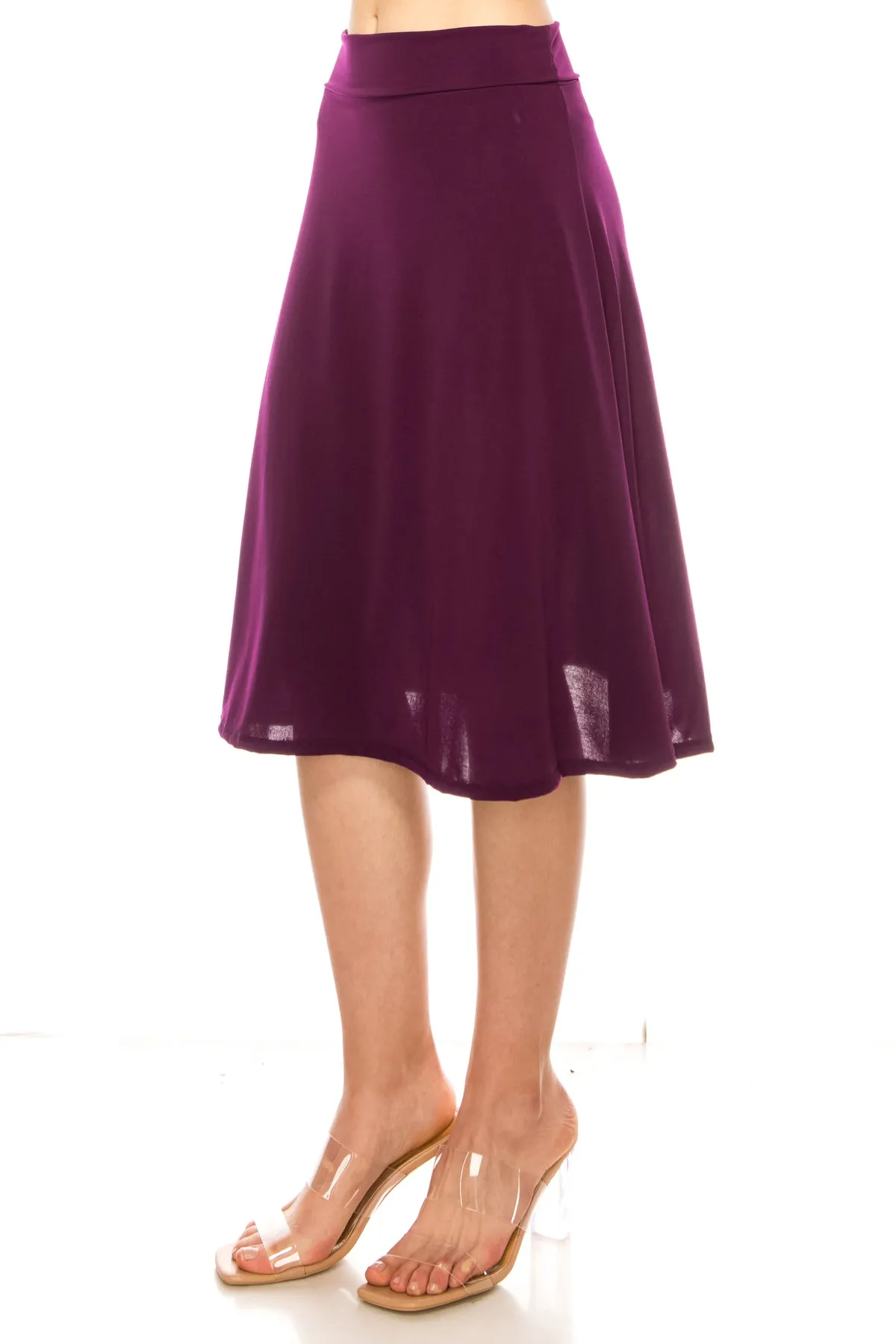 Women's Casual Stretch Foldable Waist Relaxed Fit A-Line Skirts