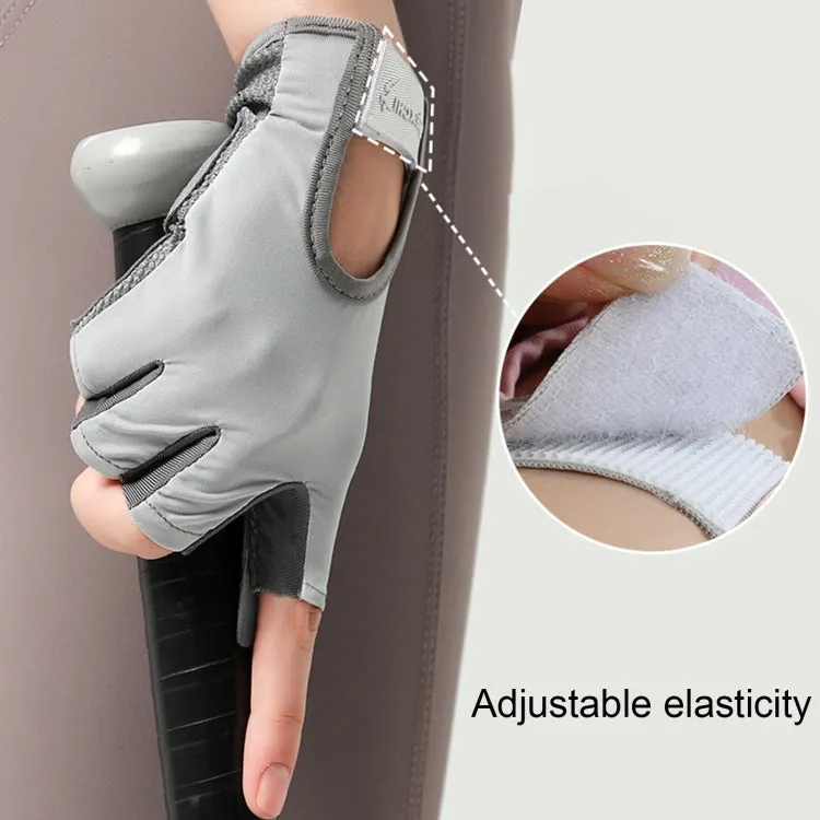 Yoga Sports Gloves Non-slip Shock-absorbing Half-finger Anti-cocoon Gloves, Size: M(Sakura Pink)