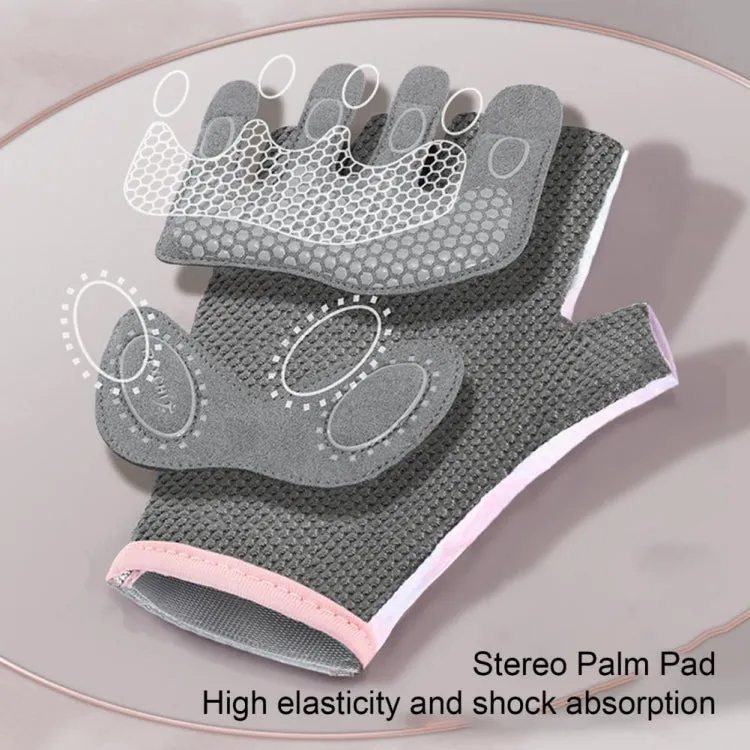 Yoga Sports Gloves Non-slip Shock-absorbing Half-finger Anti-cocoon Gloves, Size: M(Sakura Pink)