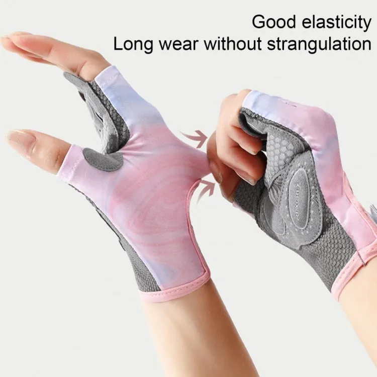 Yoga Sports Gloves Non-slip Shock-absorbing Half-finger Anti-cocoon Gloves, Size: M(Sakura Pink)