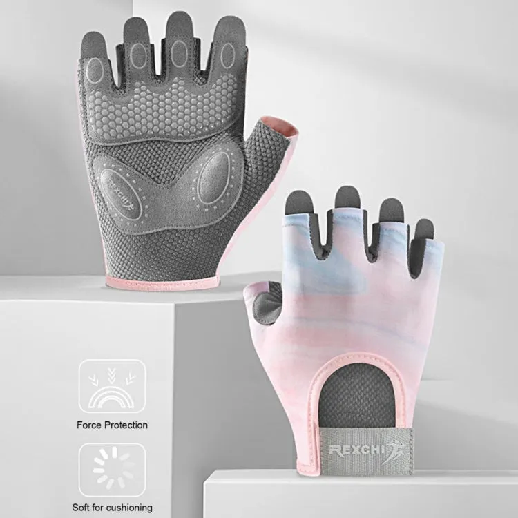 Yoga Sports Gloves Non-slip Shock-absorbing Half-finger Anti-cocoon Gloves, Size: S(Streamer Pink)